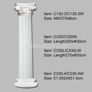 Poliuretāna kolonnas arhitektūrā iekšpusei
